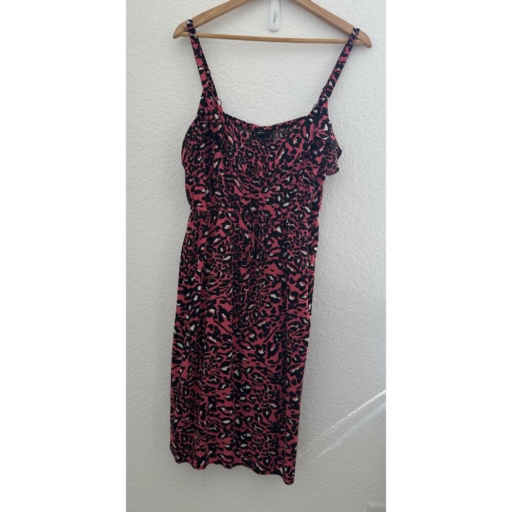 Torrid Womens Ruffled Challis Skater Dress Sz 2‎ Hot Pink Leopard Print Resort